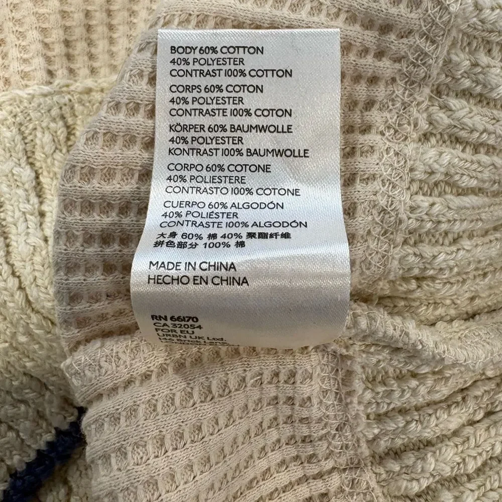 Free People Cream and Blue Knit Sweater